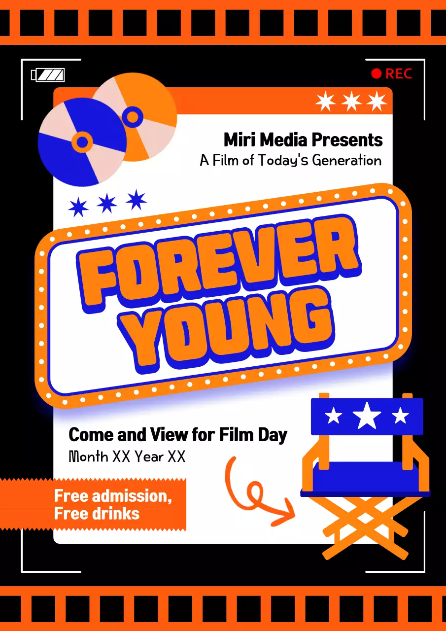 Orange Retro Film Advertisement Poster