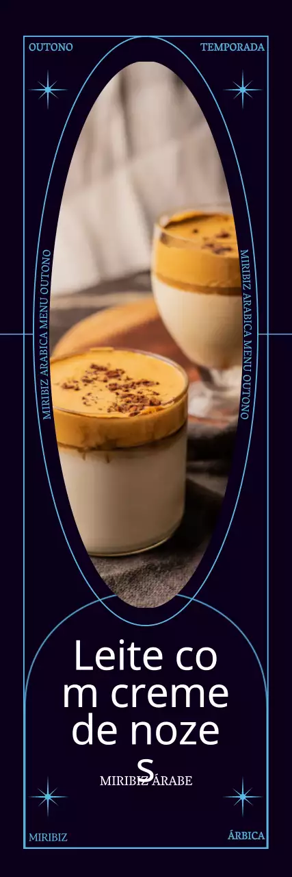 Apresentamos o novo menu do Autumn Café, um conceito simples emoldurado com um fundo azul-marinho