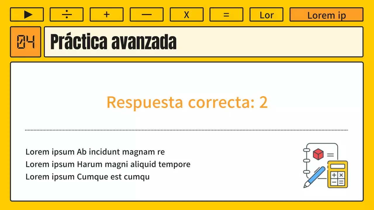 Lección de matemáticas con un concepto kitsch de calculadora amarilla y naranja