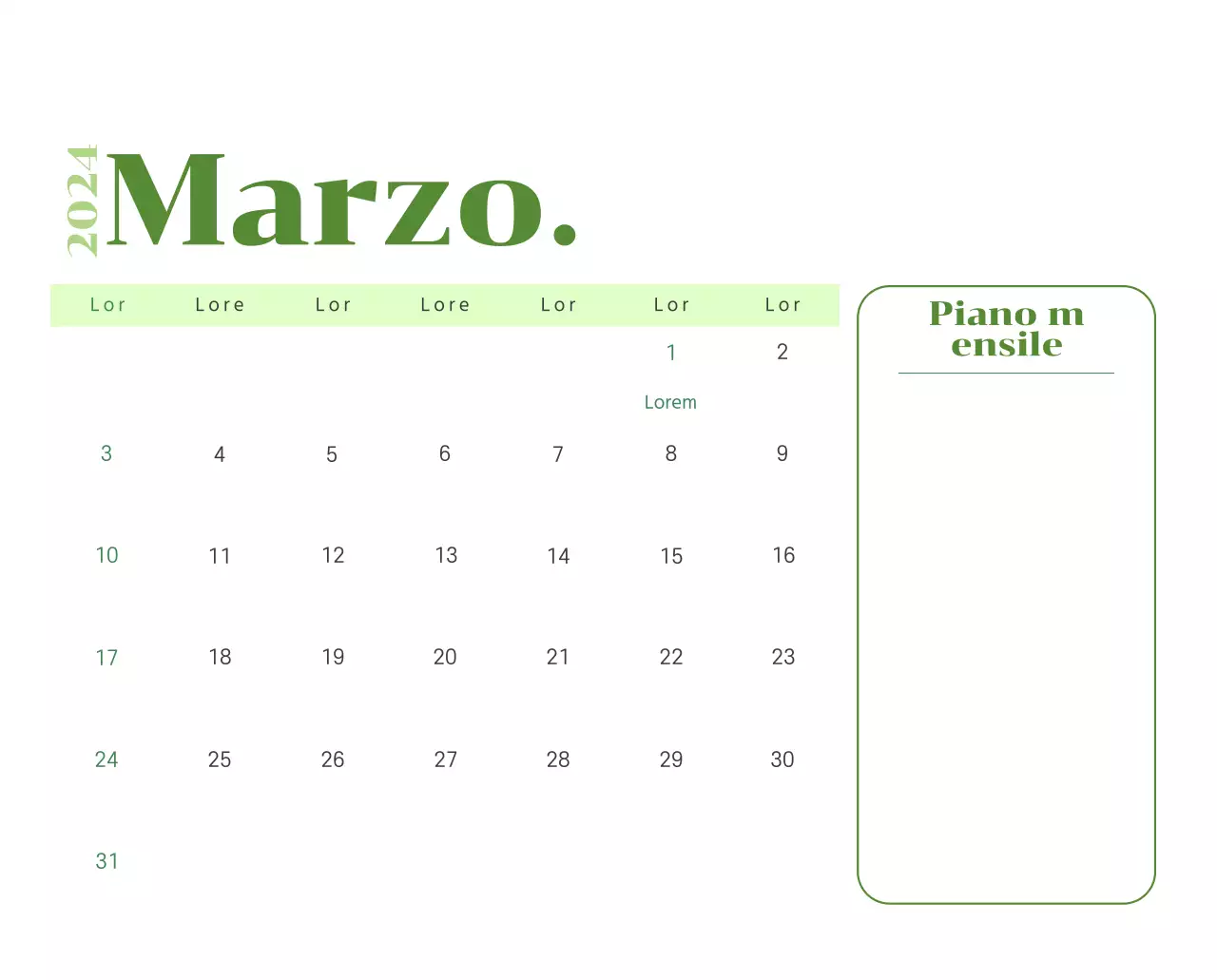 Calendario con illustrazioni giovanili su sfondo giallo e verde