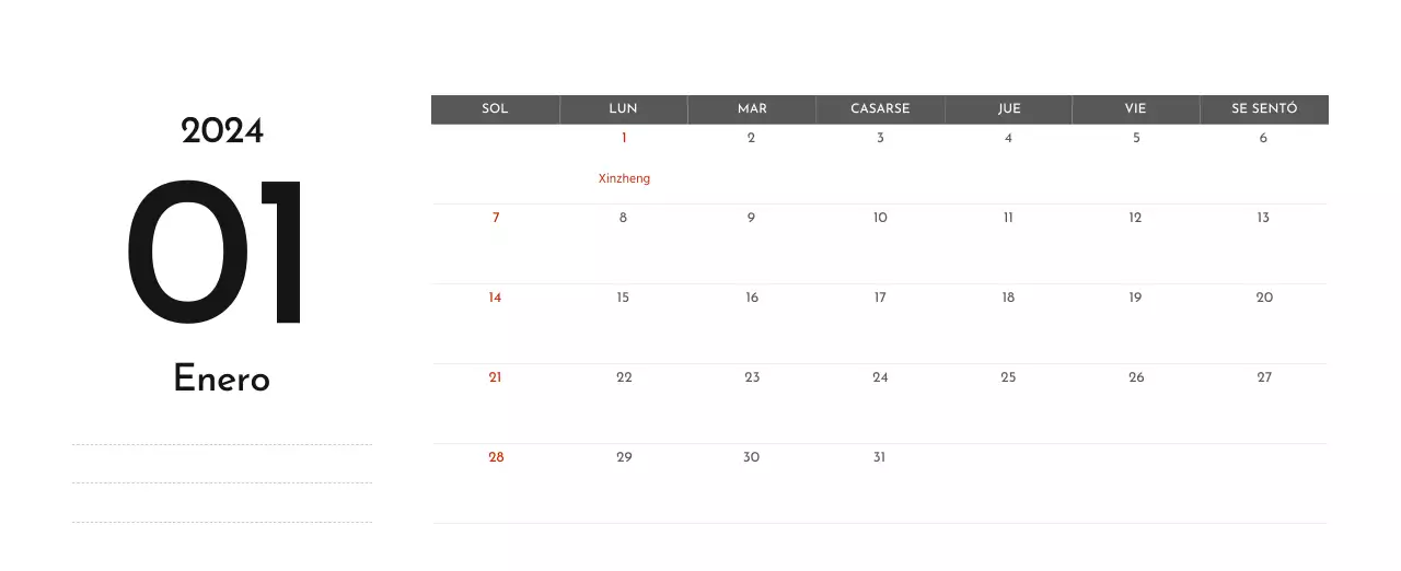 Un sencillo calendario corporativo en gris