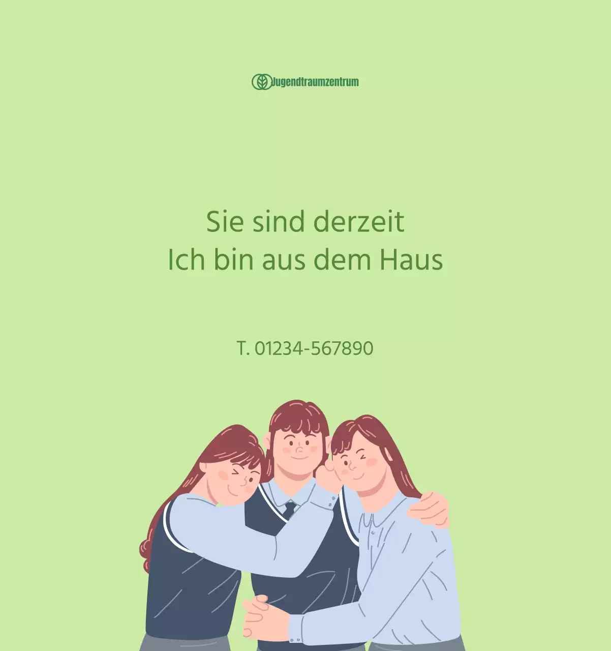 Kalender mit Jugendillustrationen auf gelbem und grünem Hintergrund