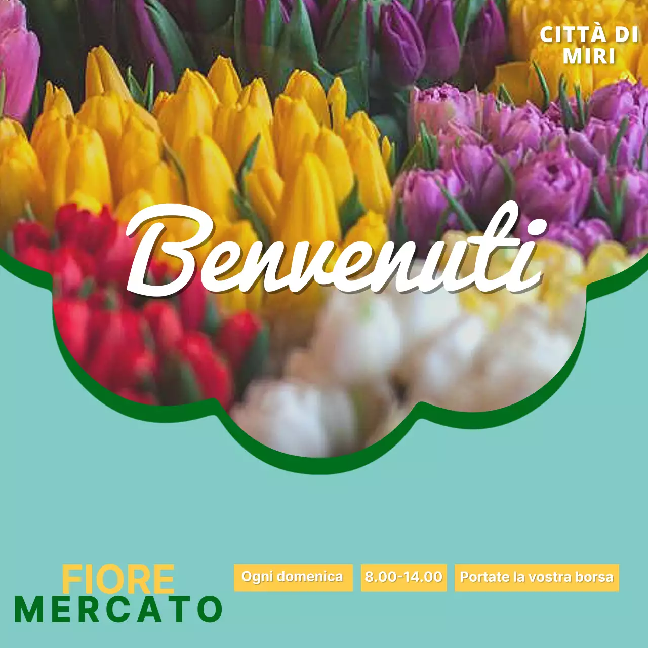 Promuovere un semplice mercato locale in menta e giallo