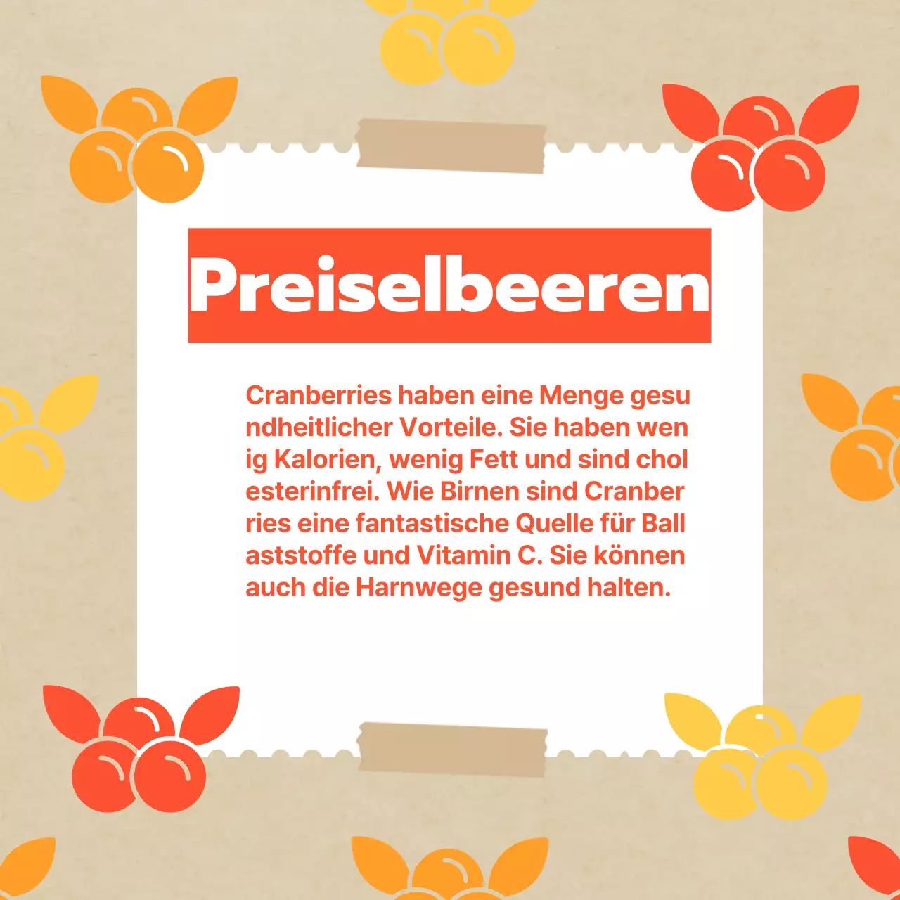 Förderung der klassischen Herbstfrüchte in Gelb und Orange