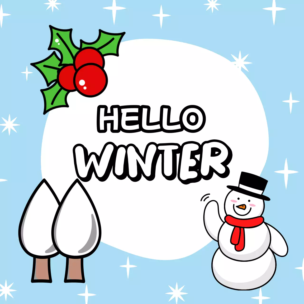 하얀 눈 배경의 일러스트 컨셉의 깔끔한 겨울 이미지