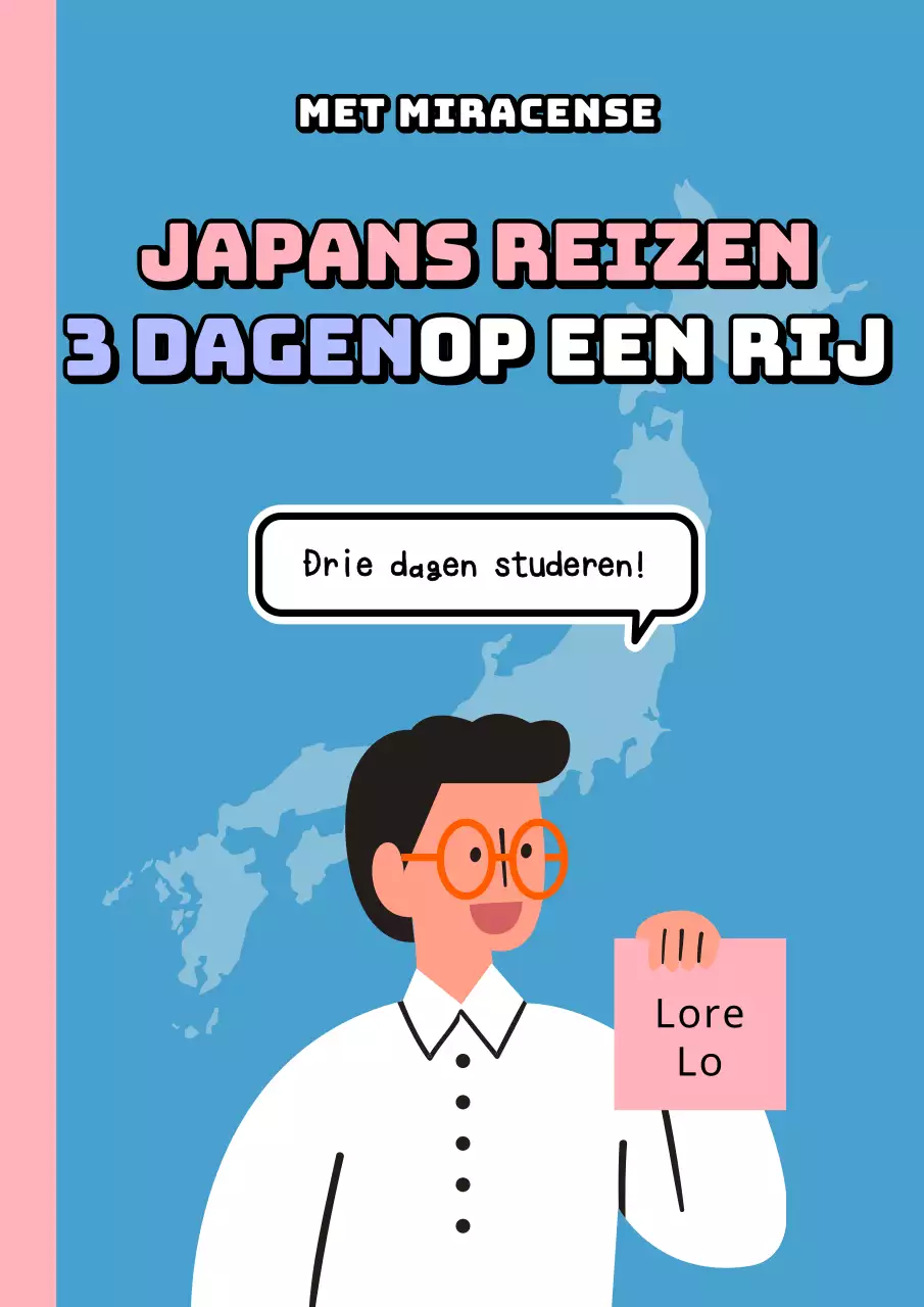 Eenvoudige Japanse vragenboekomslag voor op reis in roze en lichtblauw