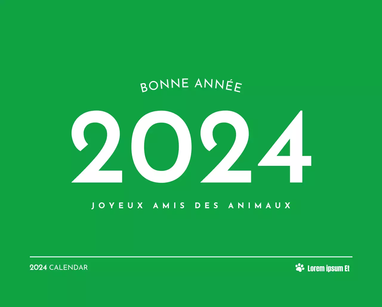 Un calendrier avec la photo d'un chiot et un message mignon aux accents verts.