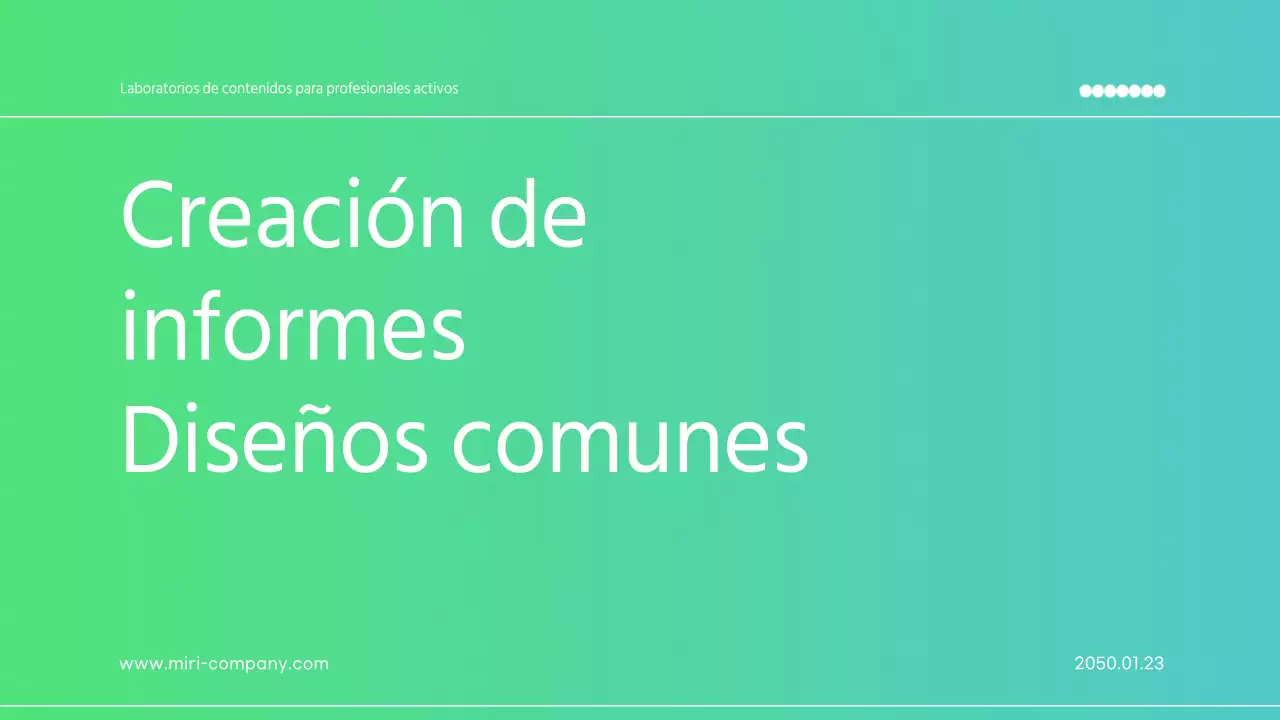 Una variedad de informes de diseño en una moderna combinación de colores menta y beige