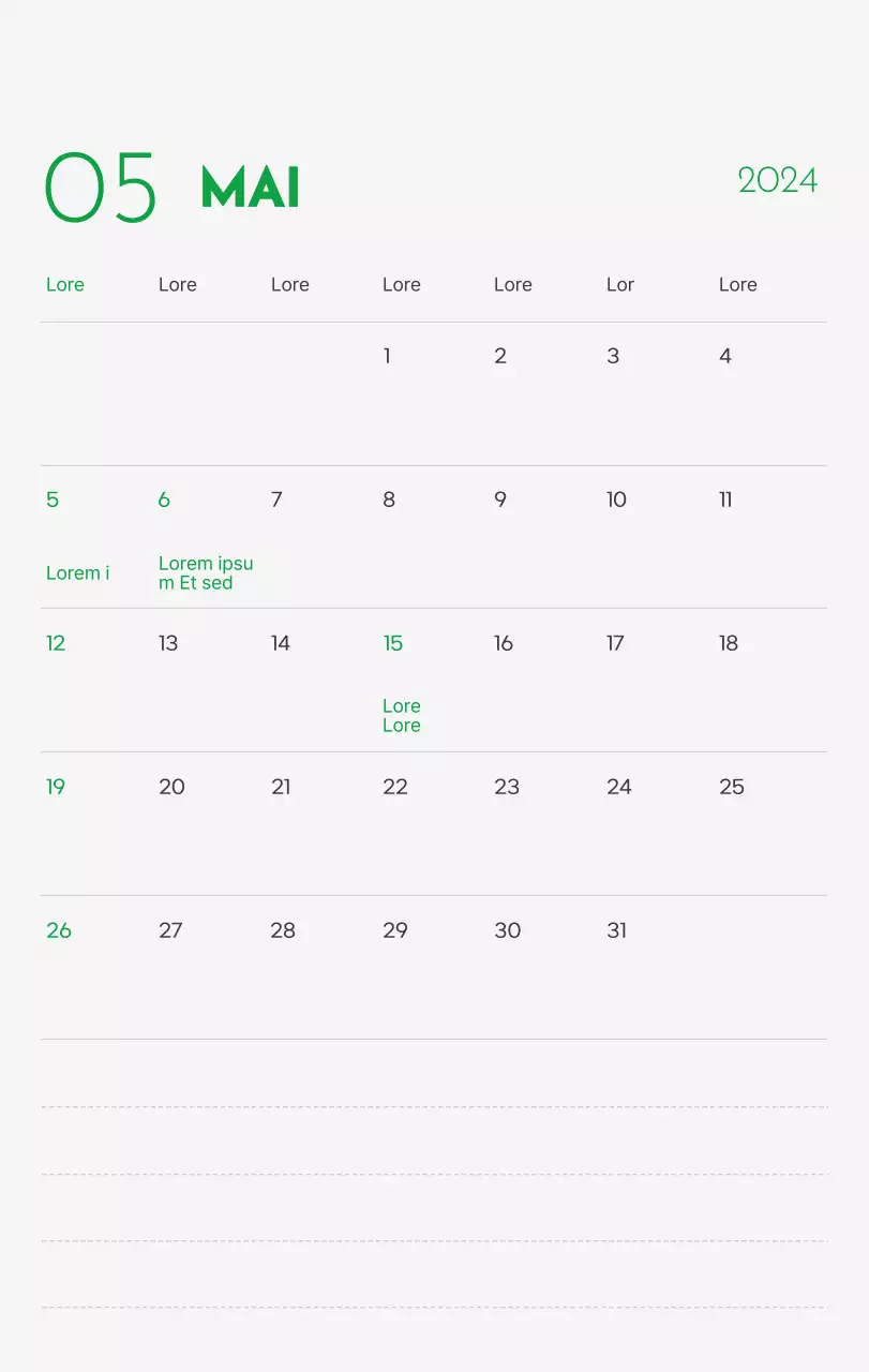 Un calendrier avec la photo d'un chiot et un message mignon aux accents verts.
