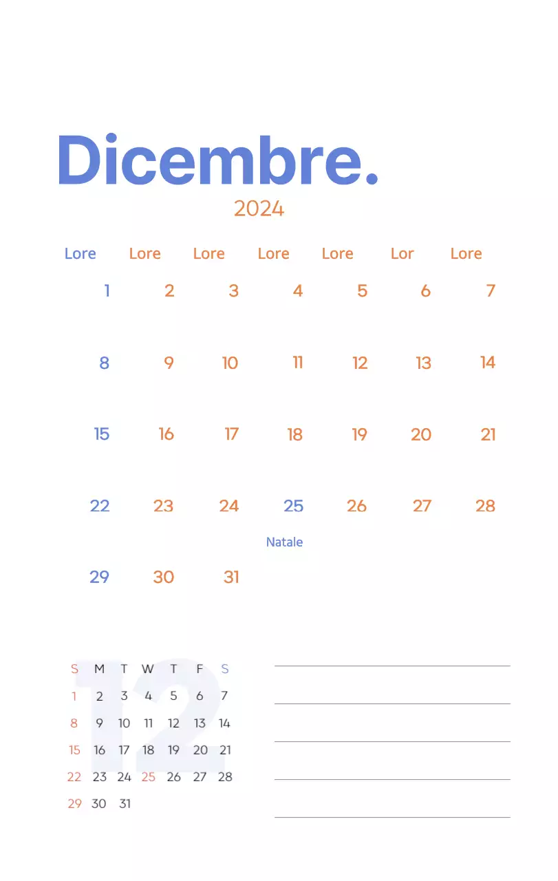Calendario di lavoro con splendide illustrazioni
