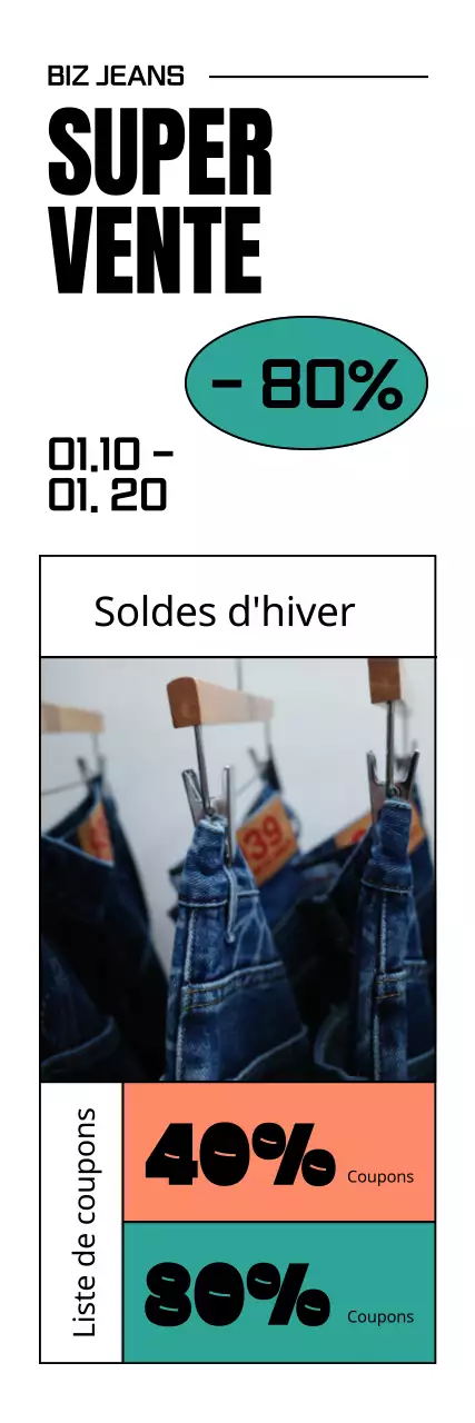 Événement promotionnel à prix réduit pour une marque de vêtements avec un concept de billet propre