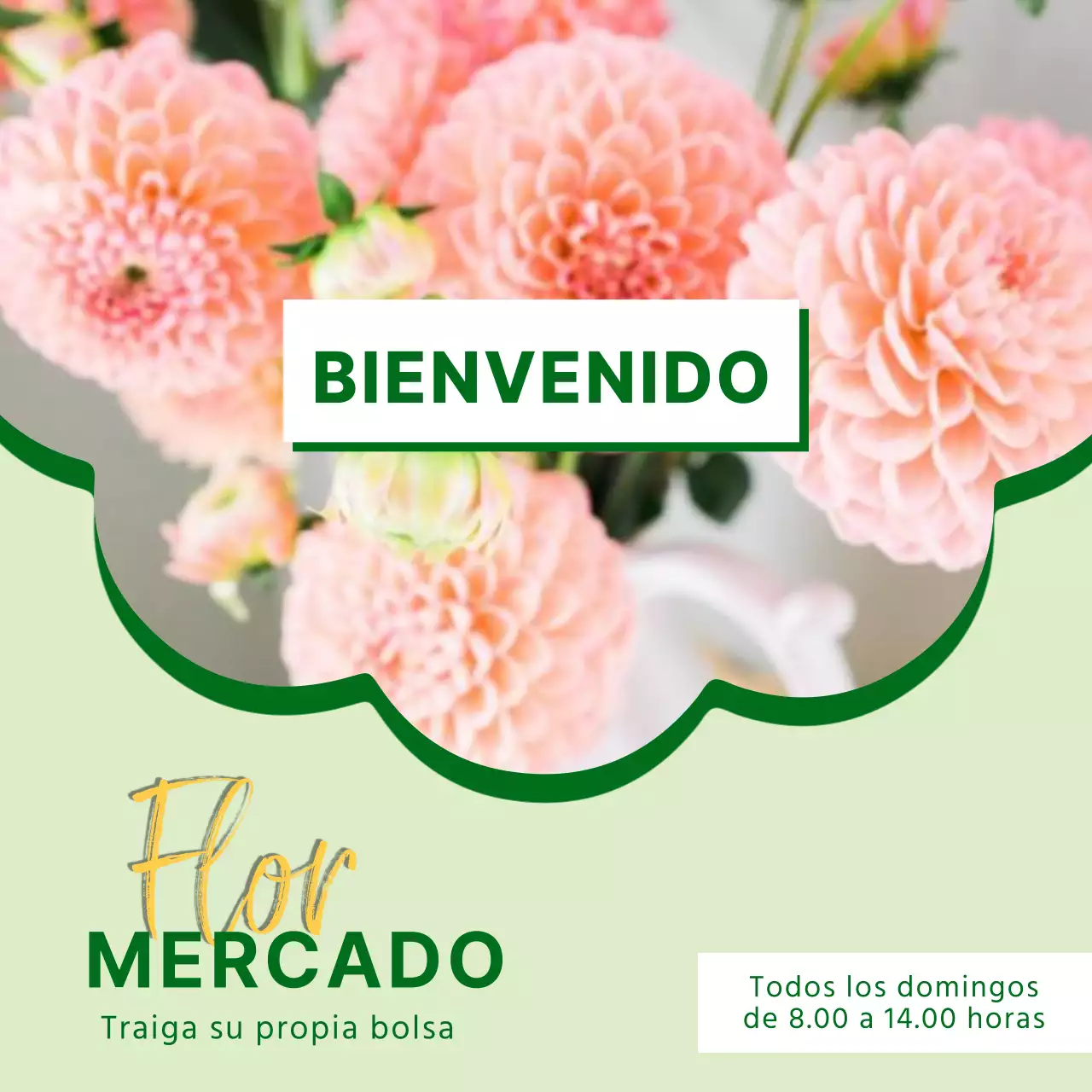 Promover un sencillo mercado de flores en chartreuse y verde