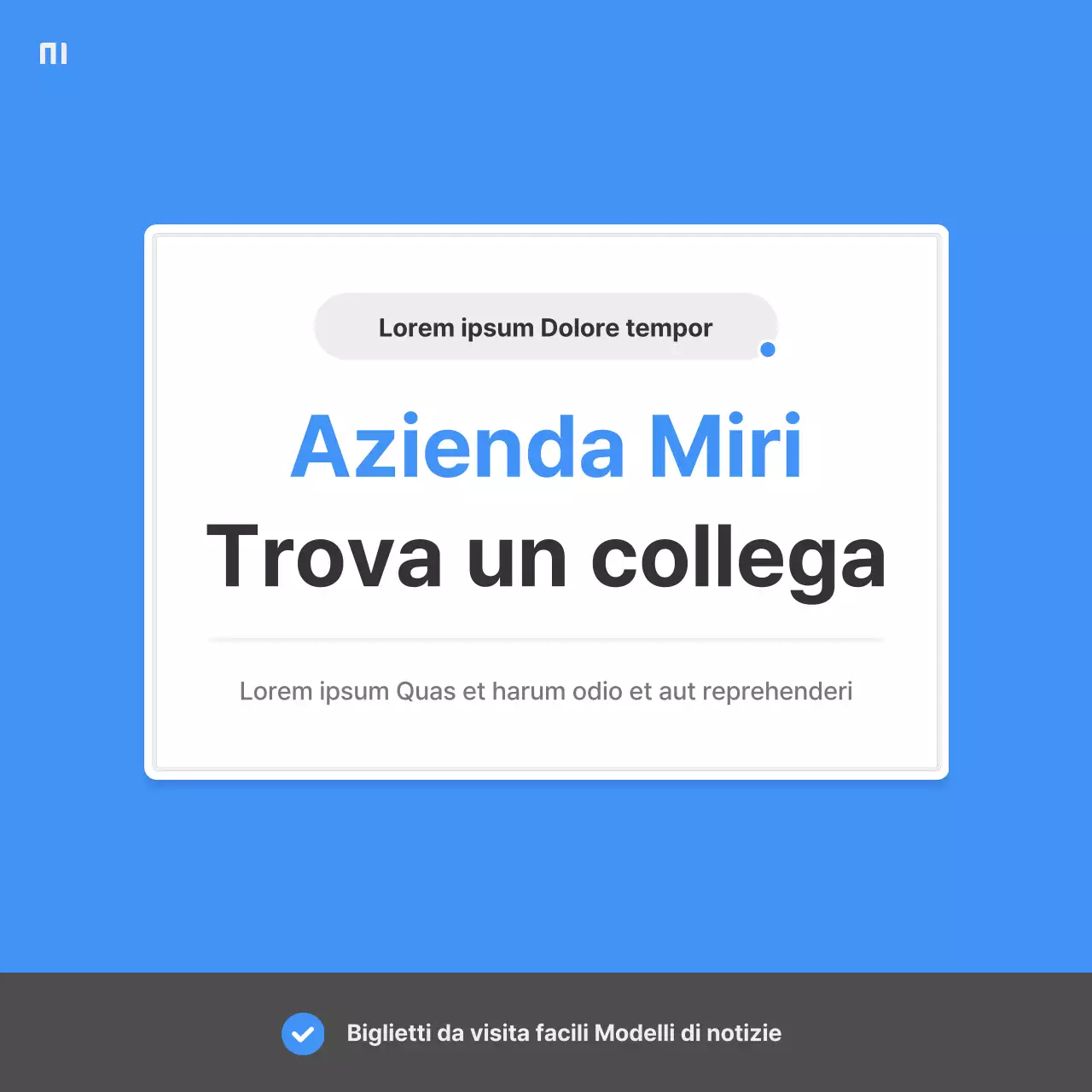 Un semplice annuncio di lavoro aziendale in blu e grigio