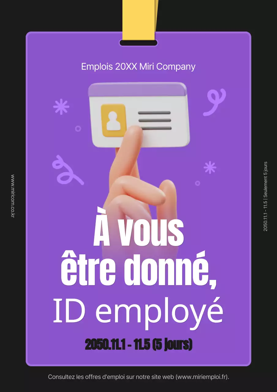 Promouvoir l'emploi grâce à une palette de couleurs simples (violet et jaune)