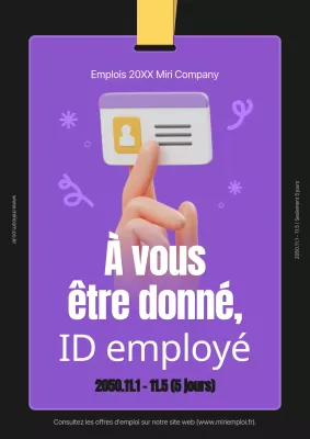 Promouvoir l'emploi grâce à une palette de couleurs simples (violet et jaune)