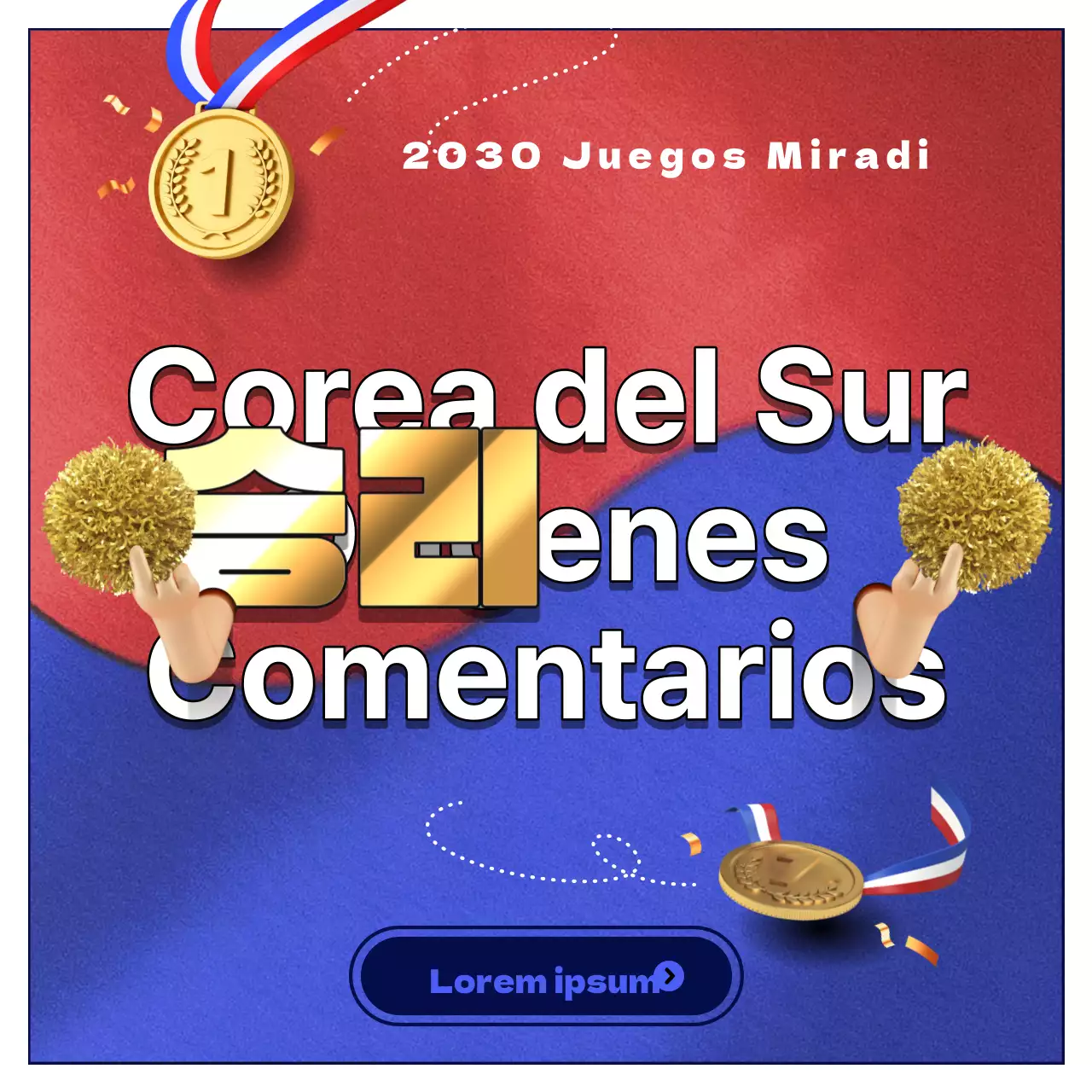 Promocione su evento con oro y blanco para apoyar a Corea del Sur
