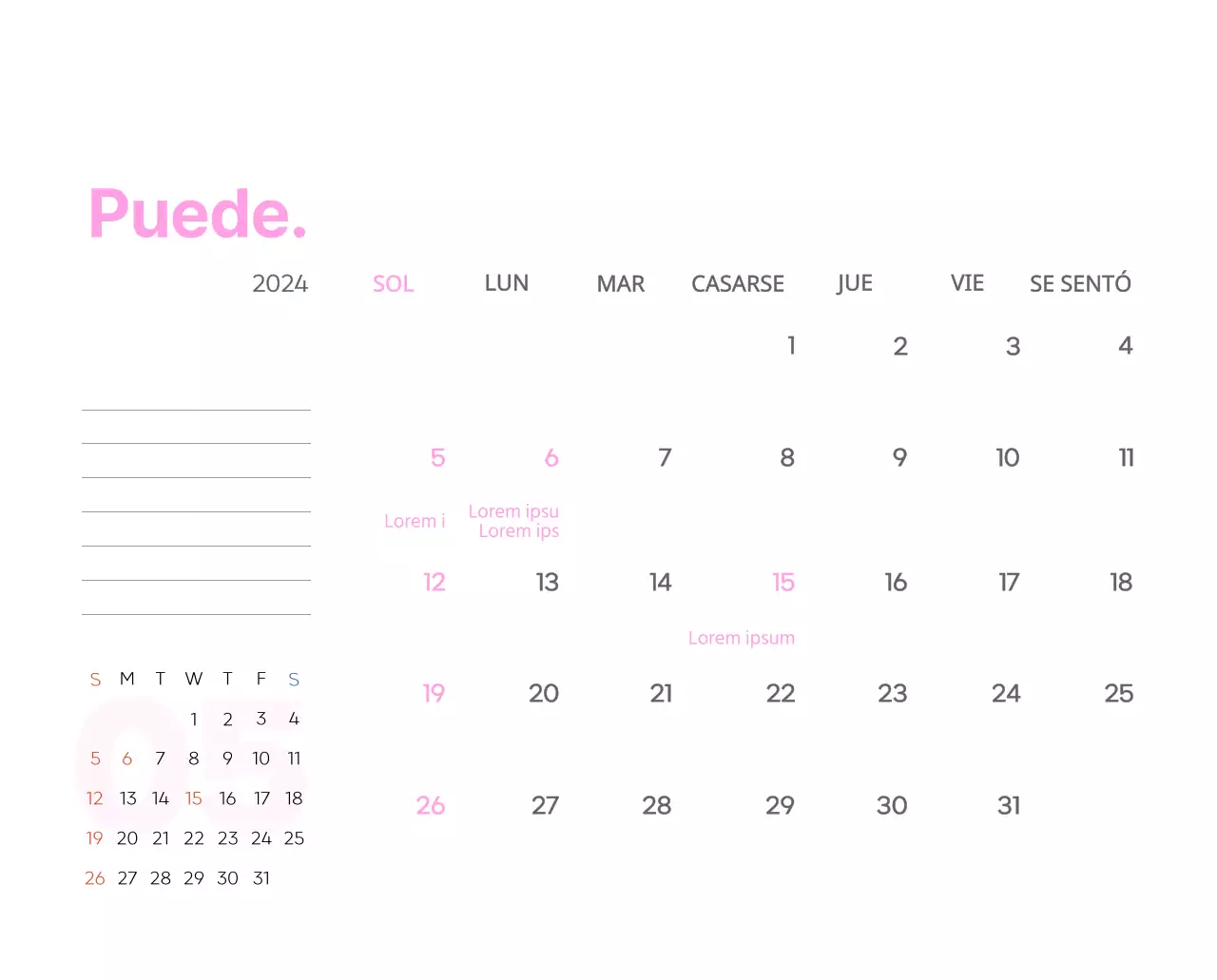 Calendario laboral con bellas ilustraciones