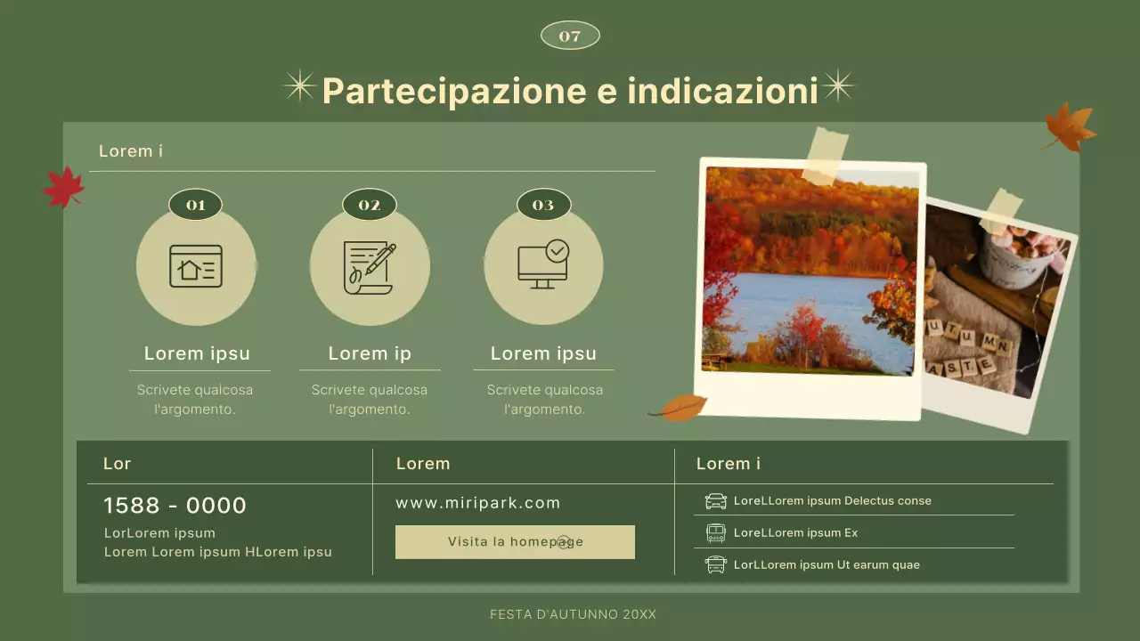 Un planner per le feste autunnali semplice e moderno in verde e beige