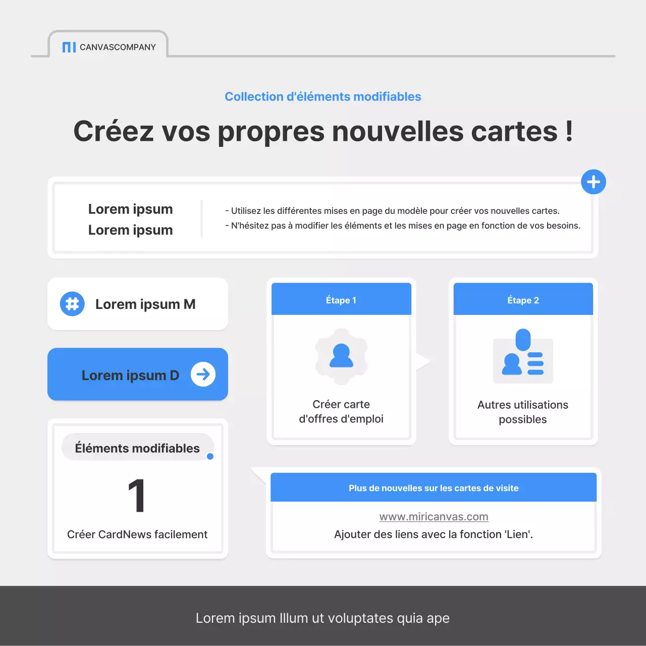 Une simple annonce d'emploi d'entreprise en bleu et gris
