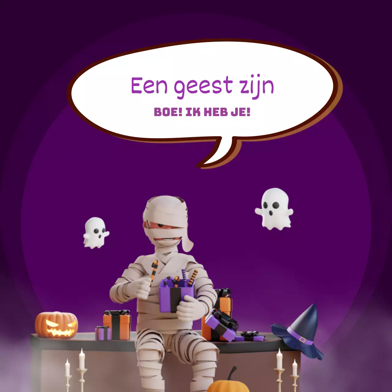 Maak reclame voor fantastische Halloween-ideeën in paars en oranje