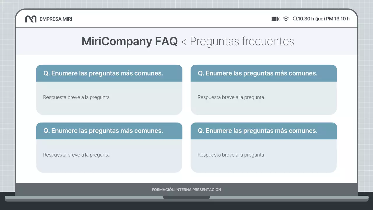 Sencilla presentación de formación interna en azul claro y gris