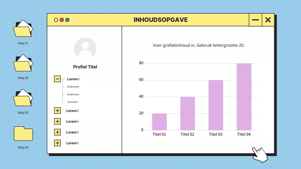 Minimalistische desktop UI in blauw en geel Bedrijfsprofiel