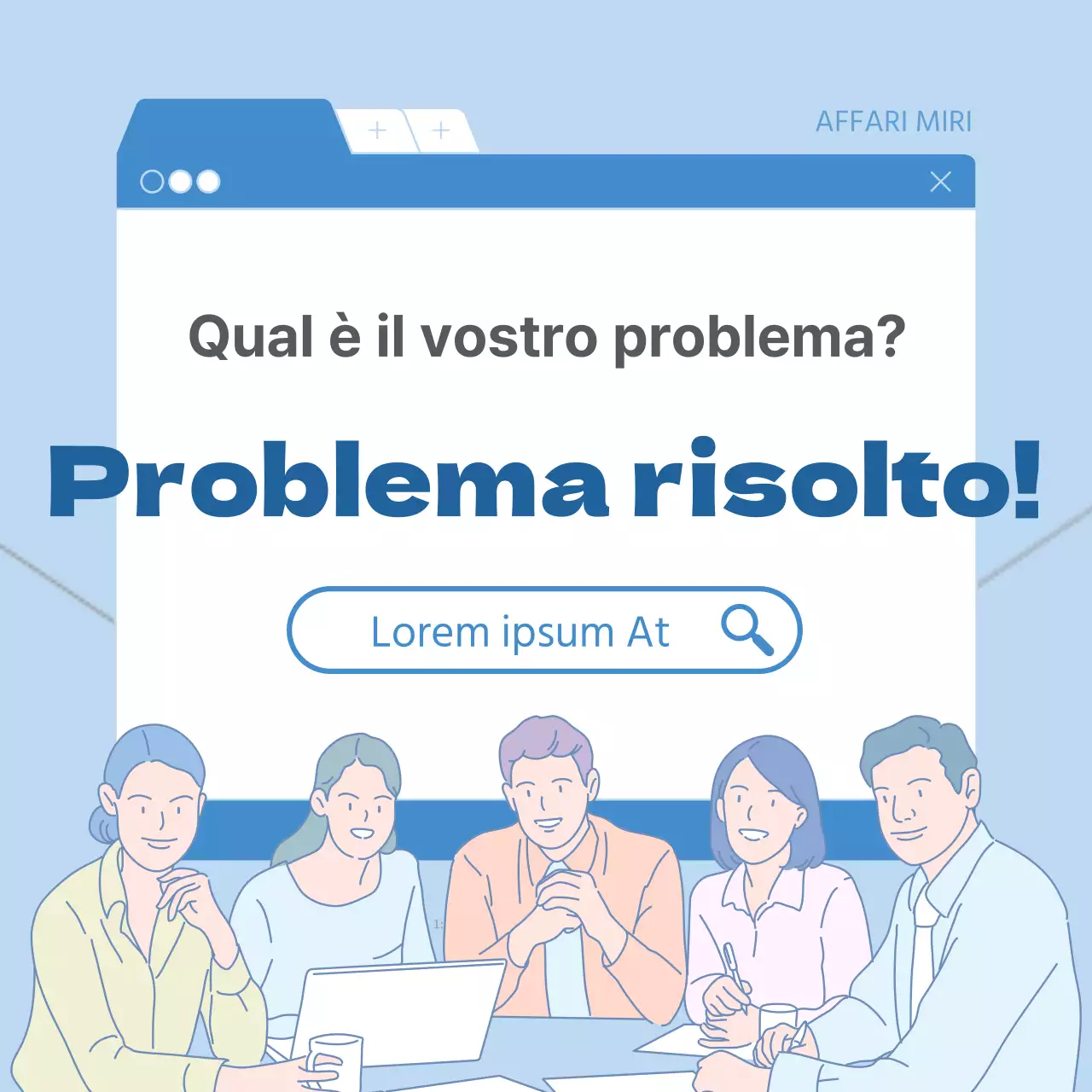 Moderna promozione aziendale in blu e bianco