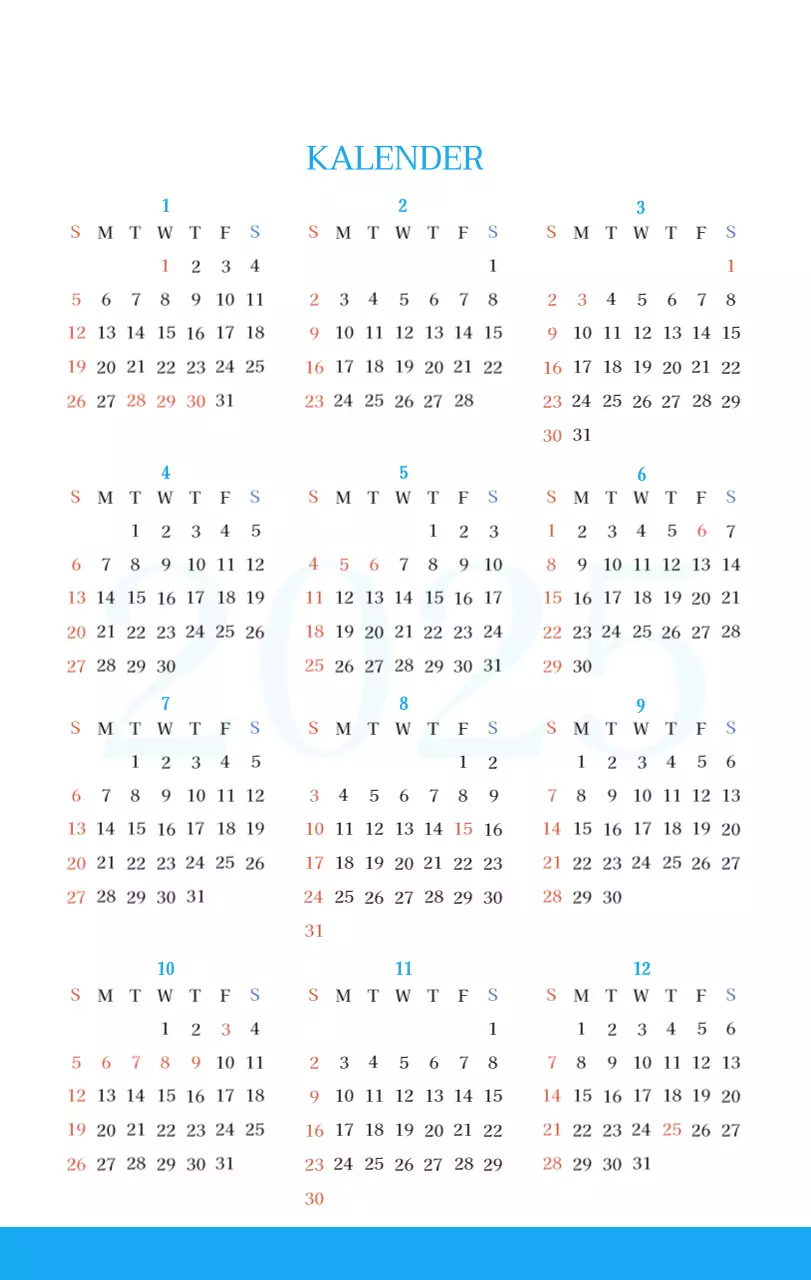 Blauw modern concept kerkkalender