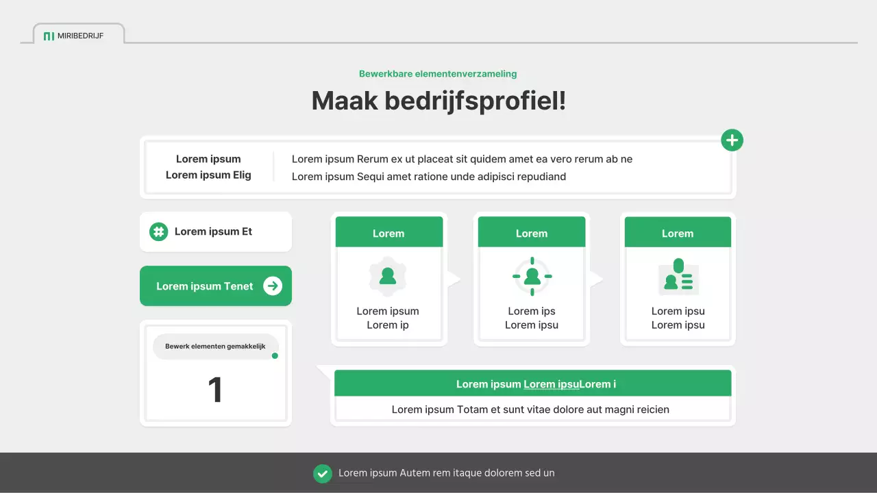 Een eenvoudig groen en grijs bedrijfsprofiel