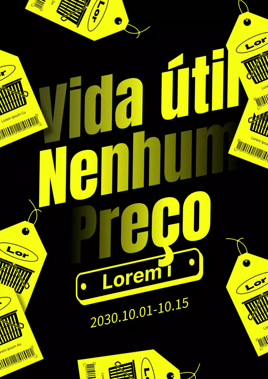 Pop-art, anúncio de desconto de quantidade limitada em amarelo e preto