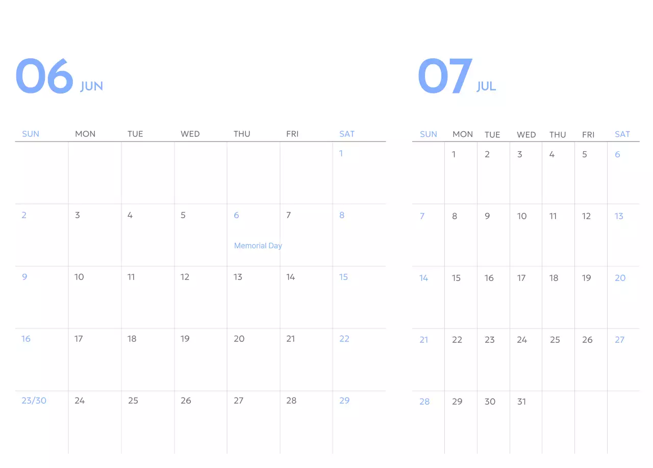 Goal Tracker calendar with a splash of blue
