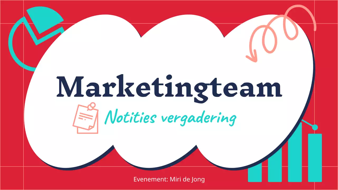Trendy marketing notulen rapport in rood en mint