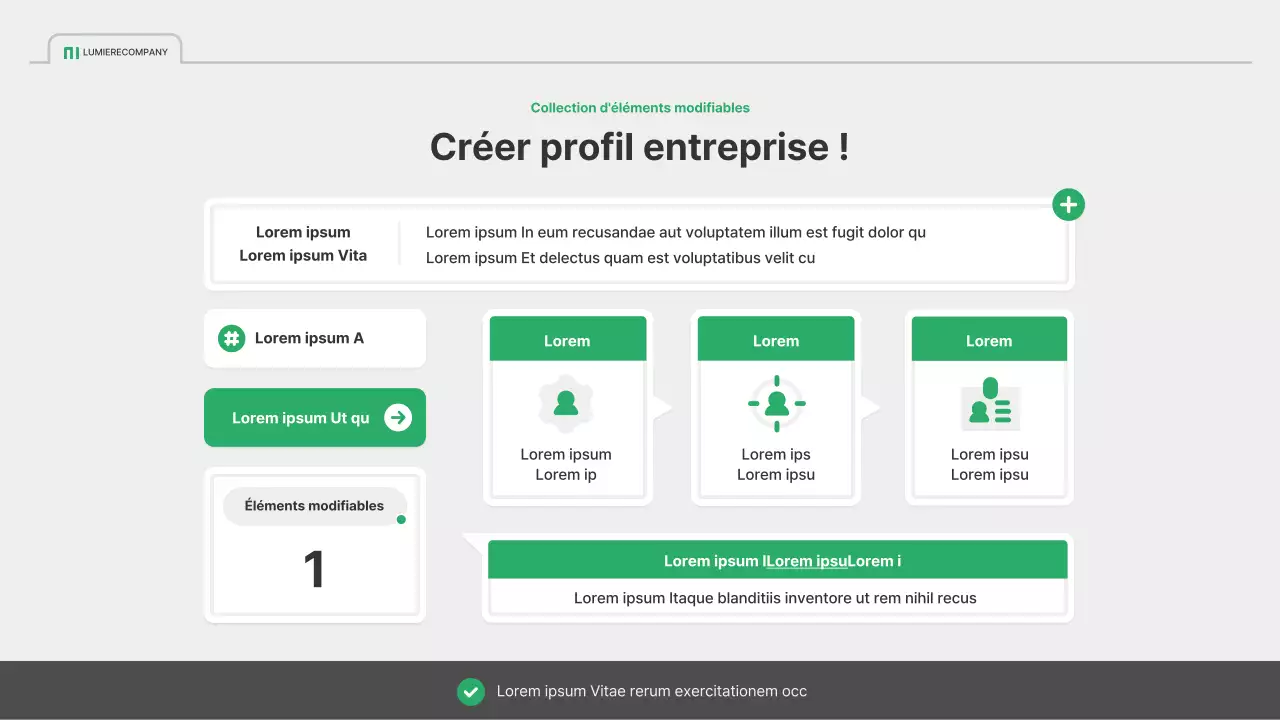 Un profil d'entreprise simple en vert et gris