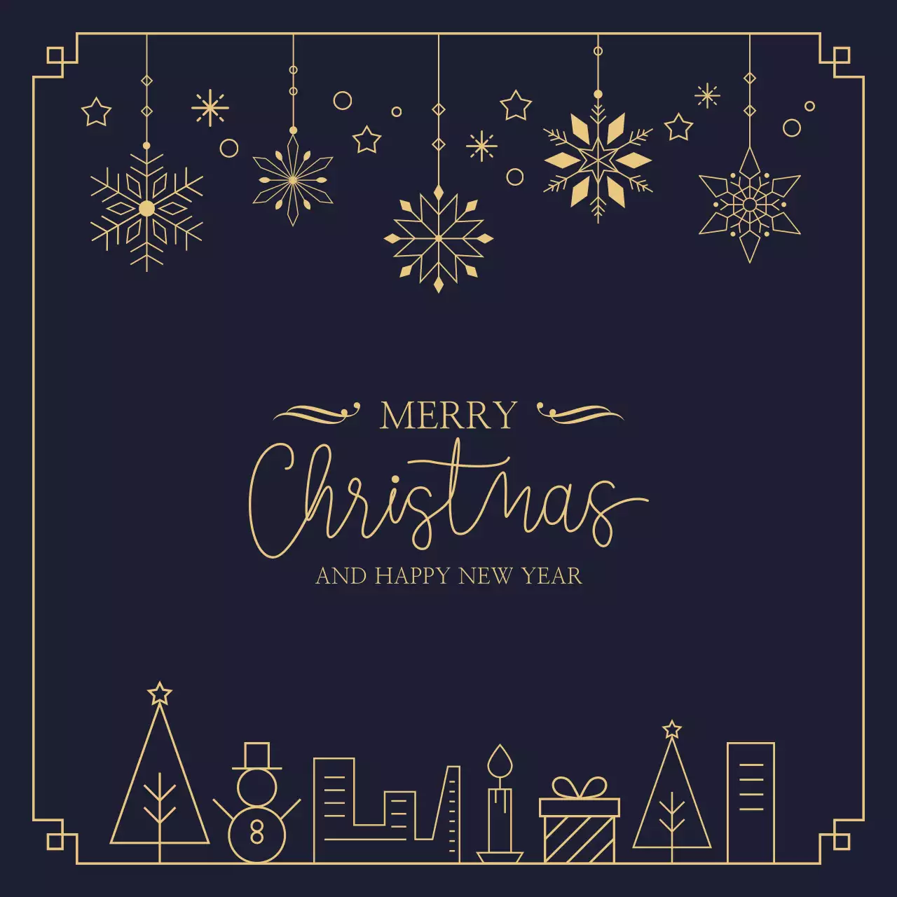 다양한 눈송이 오브젝트가 있는 크리스마스 커버 디자인