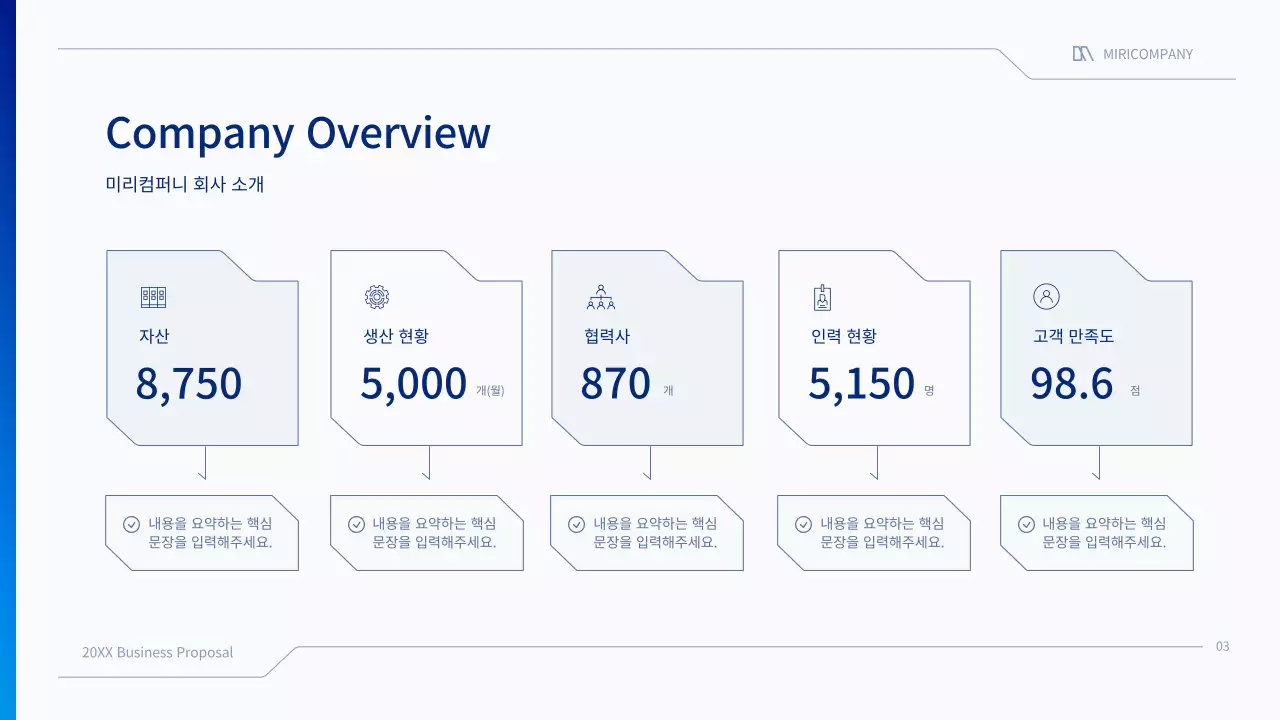 파랑과 흰색의 심플한 비즈니스용 제안서