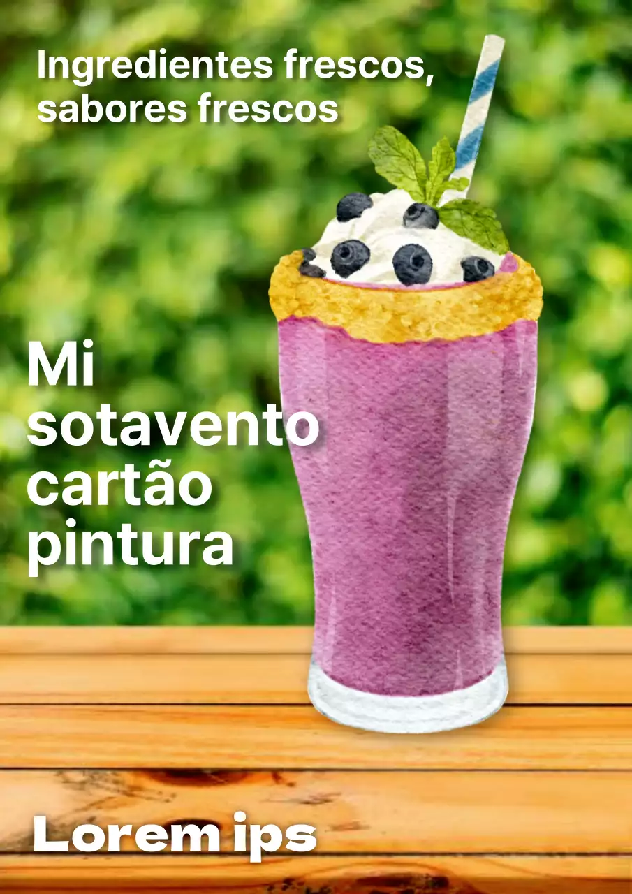 Promover um menu de café minimalista em verde lima e roxo
