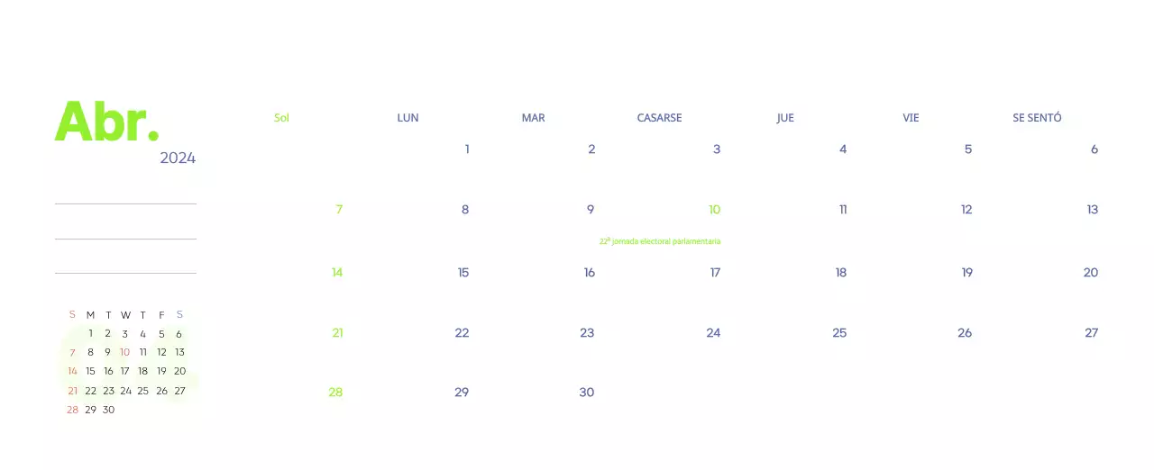 Calendario laboral con bellas ilustraciones