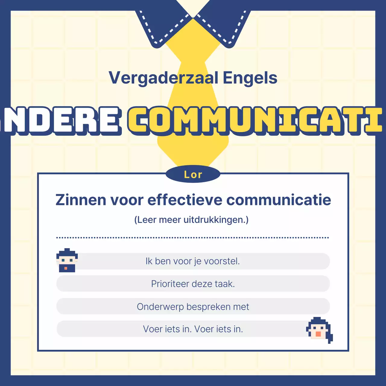  Een kitscherig zakelijk Engels plan met een gele achtergrond