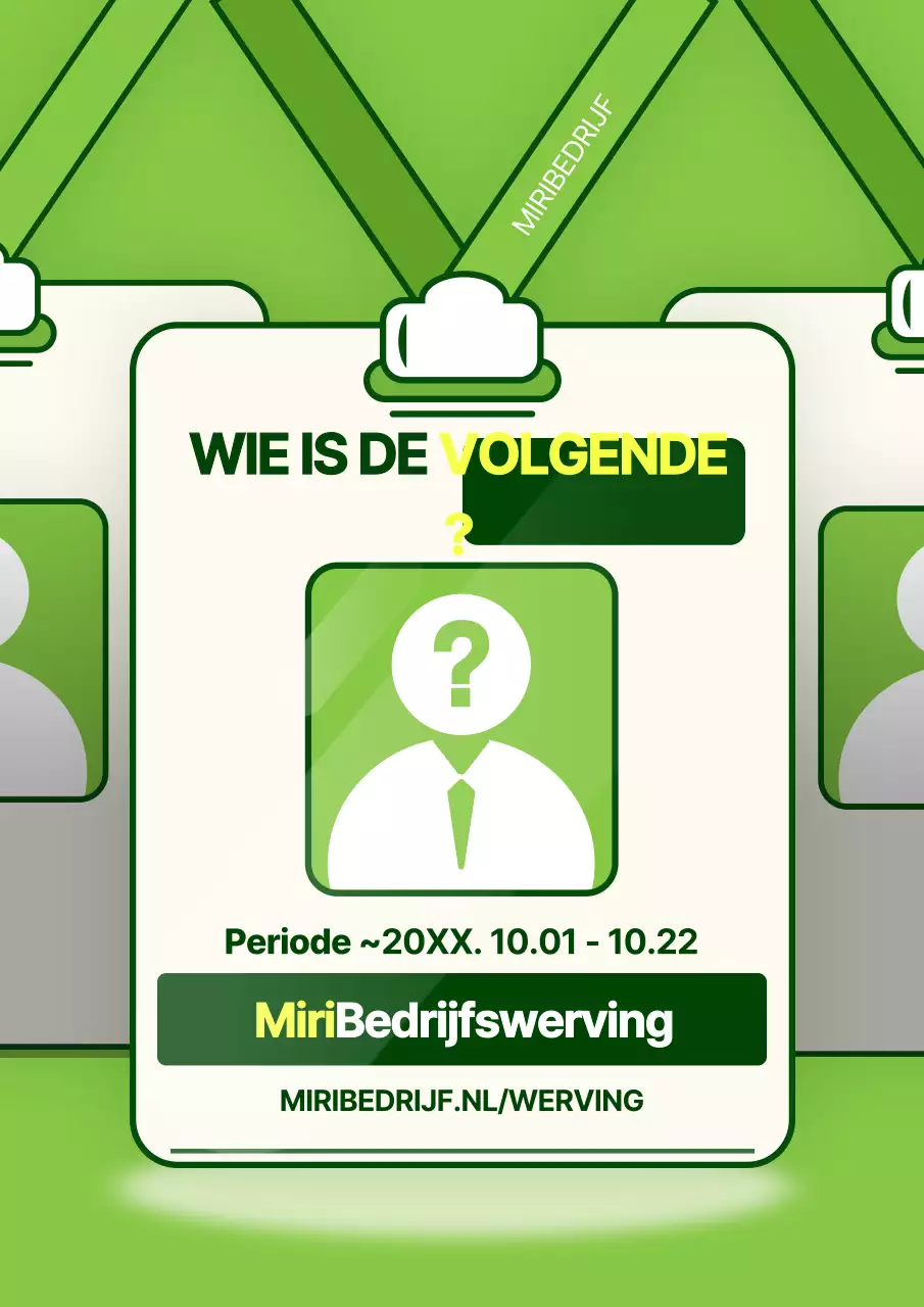 Illustratie van personeelskaart in pop-artstijl in groen en chartreuse om open werving te promoten.