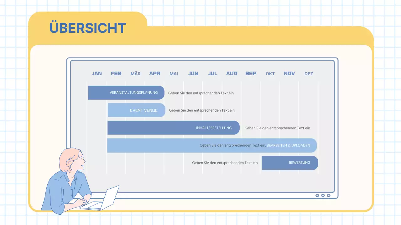 Modernes Marketing Sitzungsprotokoll in hellblau und gelb