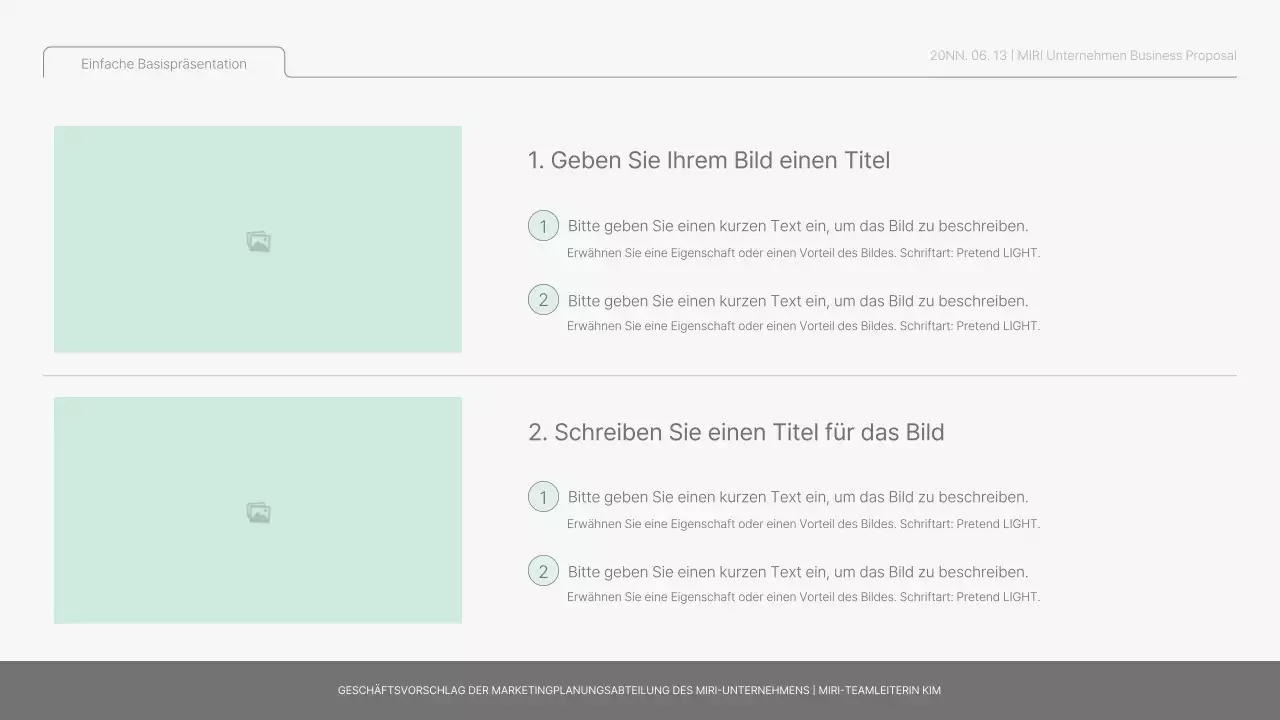 Einfacher Basisbericht in Hellblau und Hellgrün