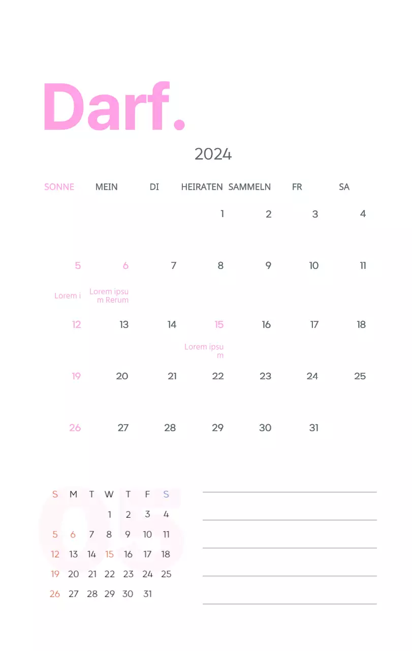 Arbeitskalender mit schönen Illustrationen