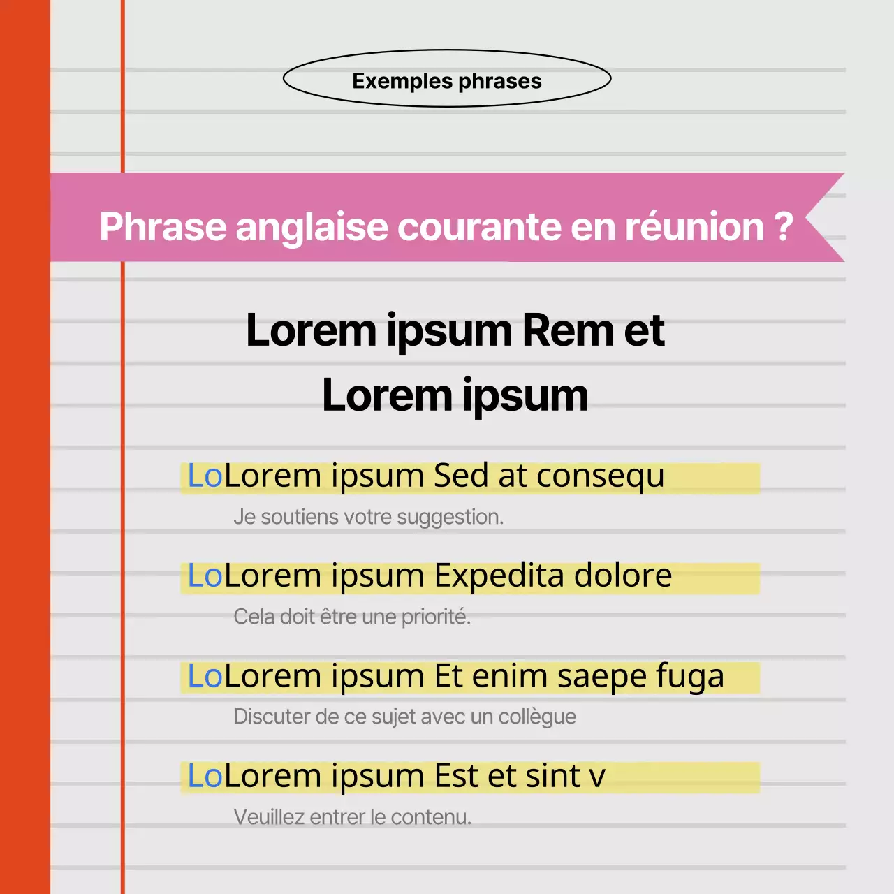 Une publicité orange et bleue pour une école de langues destinée aux professionnels modernes.