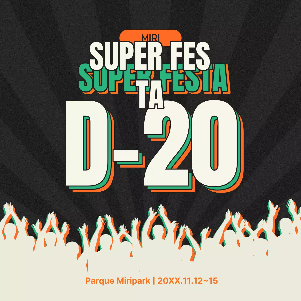 Promover um festival de música retro em bege e laranja