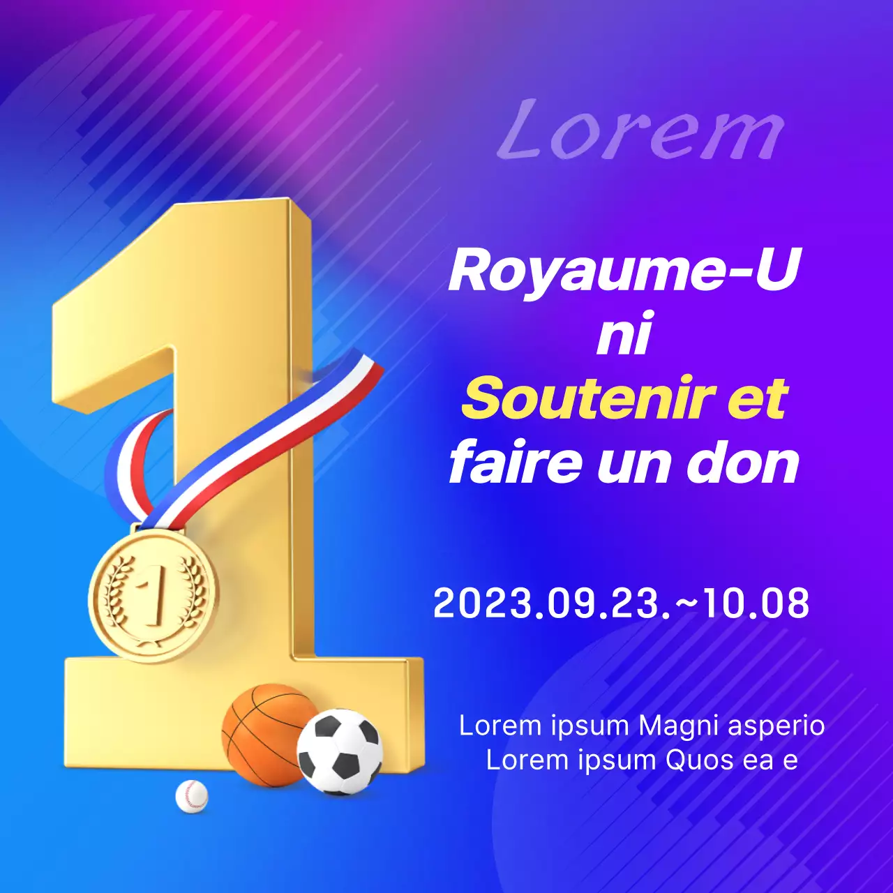 Promouvoir le soutien moderne aux Jeux asiatiques en violet et bleu