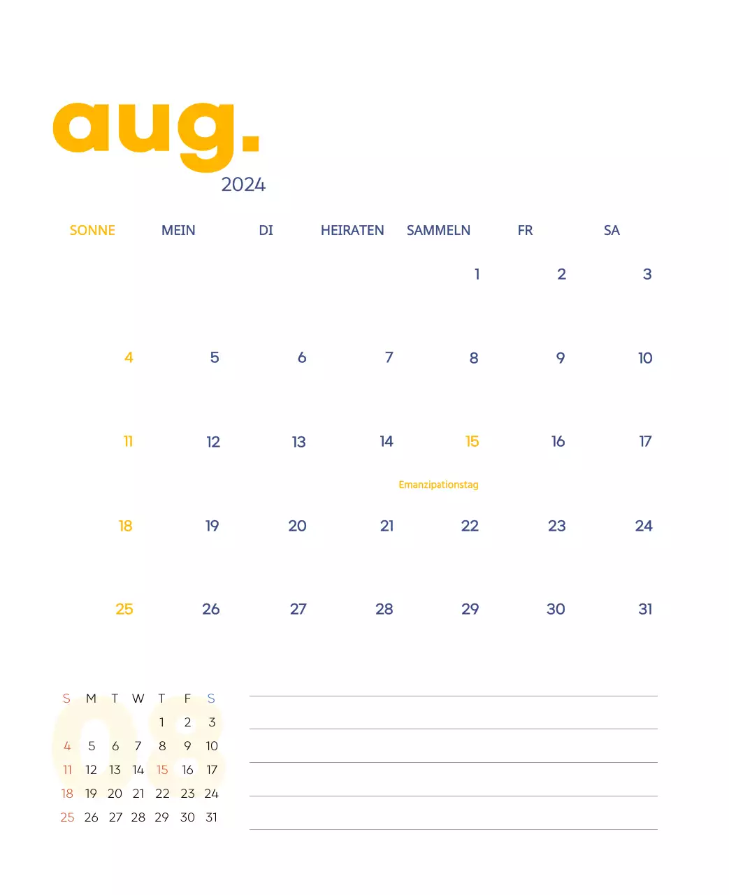 Arbeitskalender mit schönen Illustrationen