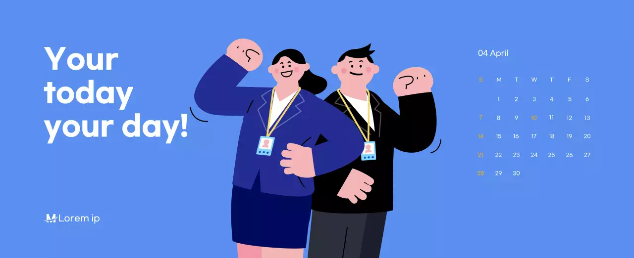 Motivational calendar with energetic illustrations and positive quotes on a light blue background