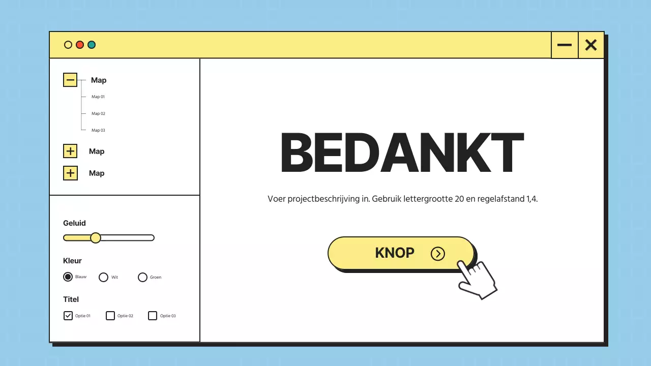 Minimalistische desktop UI in blauw en geel Bedrijfsprofiel