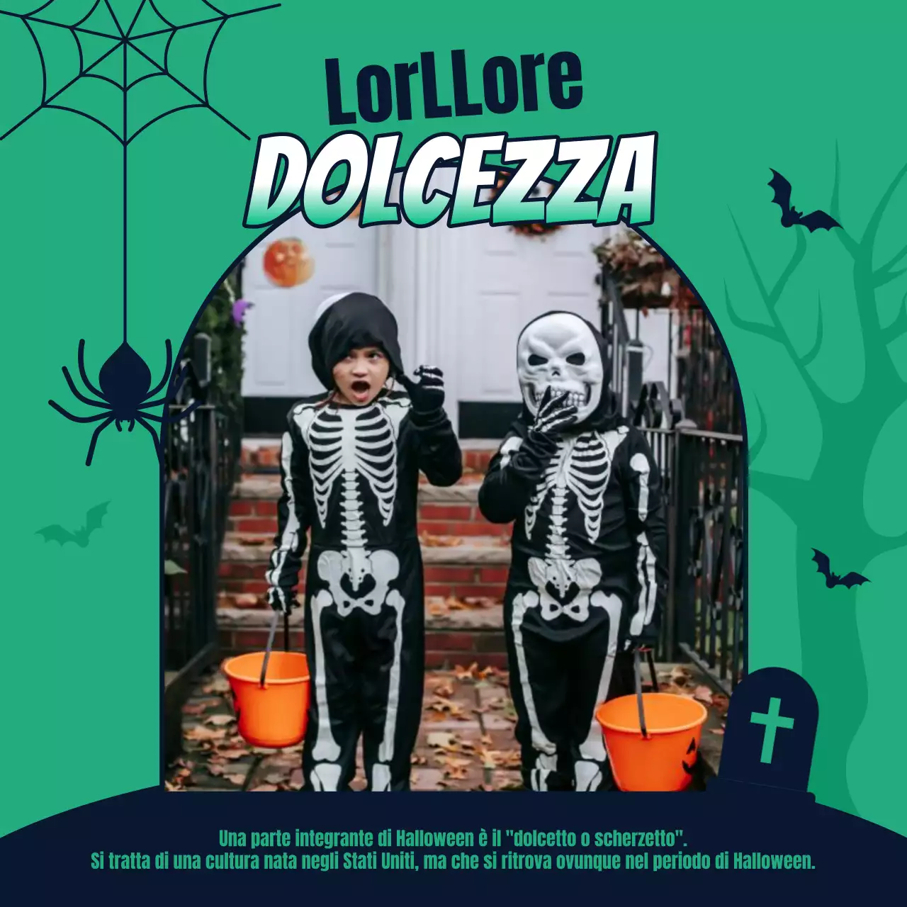 Idee di decorazione per Halloween con illustrazioni bicolore e ombre piatte