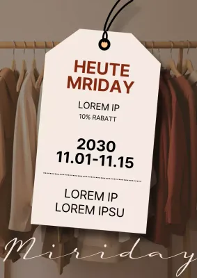 Einfache Verkaufsanzeige eines Bekleidungsgeschäfts in Braun und Beige